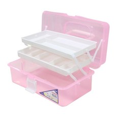 Simple Line 多用途3層整理收納盒 畫具箱 粉紅色