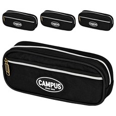 포포팬시 캠퍼스 더블 포켓 펜파우치, 4개, 블랙