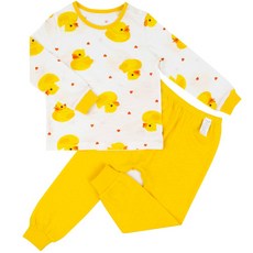 Maykids 童款印花竹節棉2件式9分袖套裝 可愛小鴨款