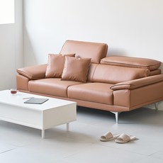 도모 로안 무빙헤드 천연 소가죽 3인용 소파 + 쿠션 2p 방문설치, 카멜