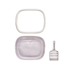 半封閉式貓砂盆, 附貓砂鏟, 光滑易清洗, 加高圍欄, 混和顏色, 小, 1個