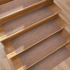 半島良品 亞麻款止滑樓梯墊, 米駝色, 3個