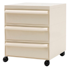 KUIBAO 快豹生活 中古堆疊移動收納櫃 三層, 米白色