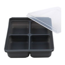 tgm 4格矽膠副食品冷凍儲存分裝盒 15.5*12*3cm, 灰色, 1個