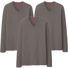 알베테 BE LV 20수 면 100% 기본 무지 긴팔 브이넥 통기성 티셔츠 3종 세트