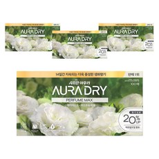 아우라 샤프란 드라이 시트 퍼퓸맥스 섬유유연제 스모키머스크 본품, 100개입, 4개