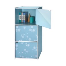EASYHOME 花系列 三層三門收納櫃, 10.5kg, 藍色