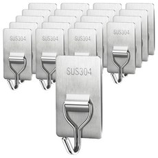 Hanbomnuri 不鏽鋼 304 3M 強力黏貼 牆壁掛鉤, 灰色, 20個