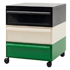 KUIBAO 快豹生活 中古堆疊移動收納櫃 三層, 黑色 + 白色 + 綠色 + 黑蓋板