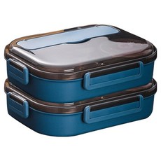 Mega 莫蘭迪新色304不鏽鋼五格便當盒 Set 5格, 小(25 x 19 x 6.5cm), 藍色, 2組
