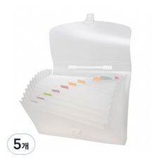 모더너리 아코디언 인덱스 파일 A4 13칸, 반투명 화이트, 5개