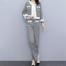 ATTERLIC 千鳥格紋針織兩件式西裝套裝 00689