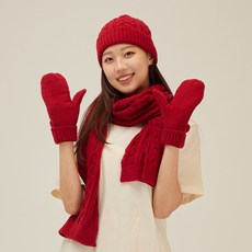 Weave 秋冬針織防寒毛帽 + 圍巾 + 手套 3件組 WVA221007