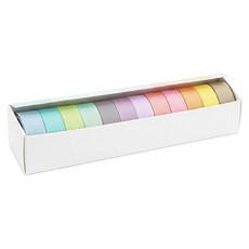 粉彩素色裝飾和紙膠帶 12色套組 15mm x 2m, 混合色, 1套
