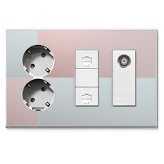 TILINS Gallery整合水溝蓋插座 2孔+RJ45 2孔+CATV單元 2孔 薄荷玫瑰+框架 白色, 1個