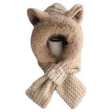 Kipopo 冬季運動保暖滑雪板滑雪防寒一體式尖耳2件組, 卡其色, 1套