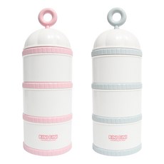 Kinibini 3層奶粉保存盒, 粉色+藍色, 1組