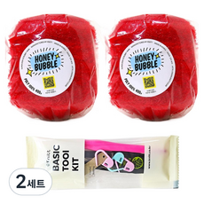 Knitt Honey Bubble 菜瓜布編織筒線 400g x 2入 + 基礎編織工具組, 09 紅色, 2套