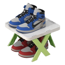 X型多層鞋架 層板 + 支架3個, 綠色, 5組