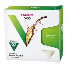 HARIO 好璃奧 V60用 無漂白咖啡濾紙, 1個, 100個