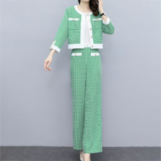 ATTERLIC 千鳥格紋針織兩件式西裝套裝 00689