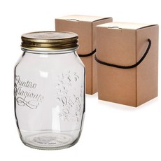 Bormioli Quadro 玻璃容器 + 禮物盒, 1000ml, 2個