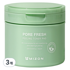 MIZON 毛孔清爽去角質化妝水棉片 60p, 60枚入, 3個