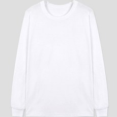 TS7 純棉厚實羅紋透氣長袖棉T恤, 白色