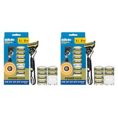 Gillette 吉列 正品鋒護黃色動力刮鬍刀組, 2套, 刮鬍刀片 7入