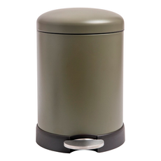 HOLA 和樂家居 奧可利緩降踏式霧面金屬垃圾桶, 圓形灰綠色