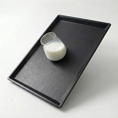리빙메이트 논슬립 일식 목쟁반, 블랙, 1개