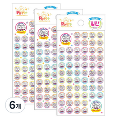 쁘띠팬시 칭찬 GREAT쿠룸이 ver1 스티커 da5288 6p, 혼합 색상, 6개