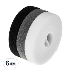 코멧 홈 찍찍이 케이블타이 3 m 3종 컬러 세트, 블랙+화이트+그레이, 6세트