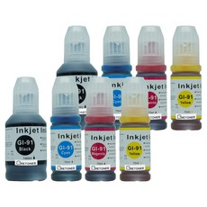 그래토너 캐논 호환 무한 리필 잉크 4색 세트 GI-91, 검정, 파랑, 빨강, 노랑, 2세트