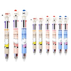 moong9 Boba吉祥物6色原子筆 0.7mm 3件組, 3套, 混合色
