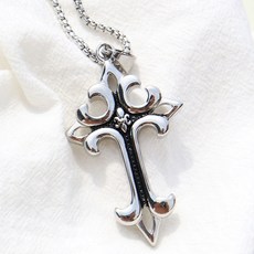 NOID-B 男士醫療鋼黑色鑄造十字架亮點項鍊