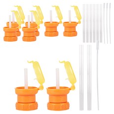 Bebelock 2個水瓶吸管蓋+2個矽膠吸管+清潔刷, 4組, 橘色