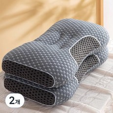 하와이슬립 목편한 경추베개, 그레이, 2개