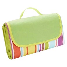 意絲丹 加大防水防潮野餐墊, 展開200 x 145cm 收納20 x 30 x 5cm, 彩虹條