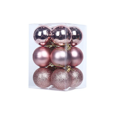 亮霧粉球 12個 球體直徑約10cm 裝飾球, 6cm, 玫瑰金, 1組