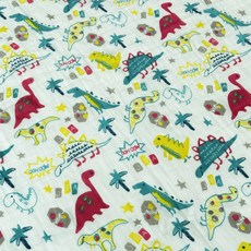 Spazio L Baby 雙層紗布毯, 蠟筆恐龍