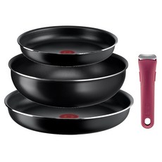 테팔 인덕션 매직핸즈 이지 쿡앤클린 4종 세트, 블랙 + 레드서프라이즈, 프라이팬24cm + 프라이팬28cm + 볶음팬26cm + 분리형손잡이, 4개