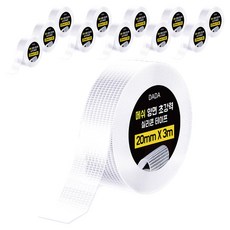 다다 메쉬 양면 초강력 실리콘 테이프 20mm x 3m, 투명, 12개