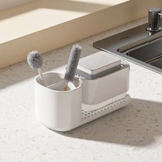 efactory Judy N One Q菜瓜布瀝水架洗碗精按壓瓶 B, 1個, B款白色