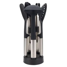 Joseph Joseph Elevate系列 不沾桌矽膠料理鏟杓5件組 附立座, 1組, 黑色