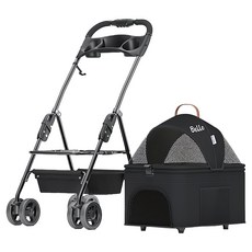 Bello 四輪萬向 車包分離款寵物手推車 附雨罩 SP02F2K, 1台, 黑色