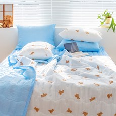 Yesbedding 尤加利泡泡紗圓滾滾小熊夏季被子組