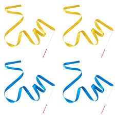 소요샵 리듬체조 리본 4m 옐로 2개 + 블루 2개 세트, 1세트