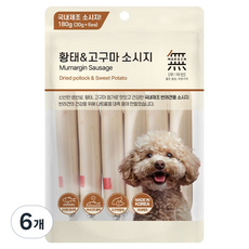 바우와우 무마진 강아지 소시지 부드러운 간식 6p, 6개, 180g, 혼합맛(황태/고구마)