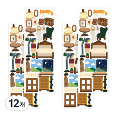 솔룸 다이어리 꾸미기 다용도 스티커, 베드룸, 12개